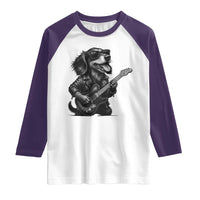 Rock And Roll Dachshund Raglan Shirt Dog Playing Guitar Music Lover - Wonder Print Shop