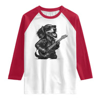 Rock And Roll Dachshund Raglan Shirt Dog Playing Guitar Music Lover - Wonder Print Shop