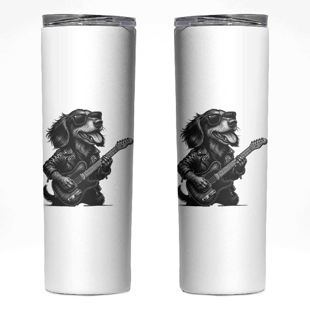 Rock And Roll Dachshund Skinny Tumbler Dog Playing Guitar Music Lover