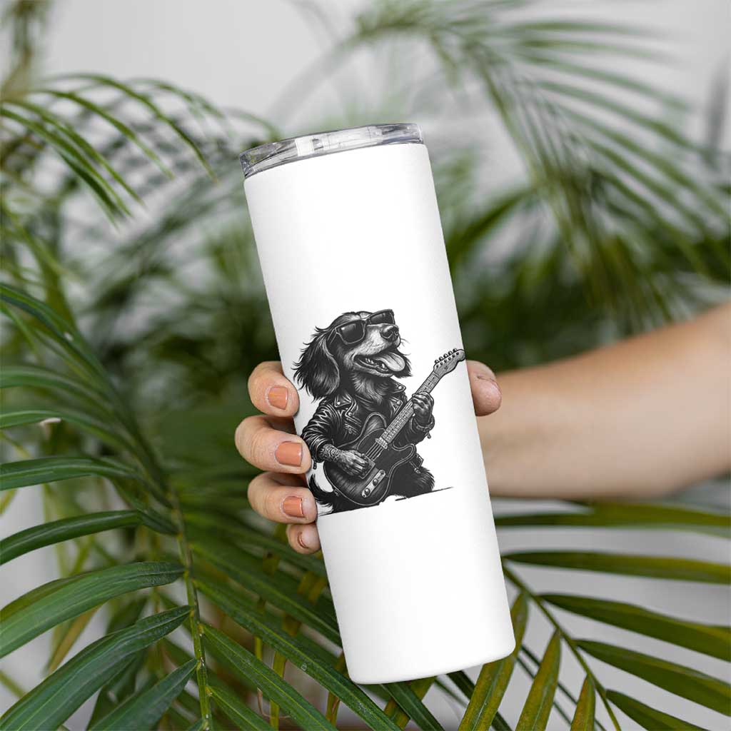 Rock And Roll Dachshund Skinny Tumbler Dog Playing Guitar Music Lover
