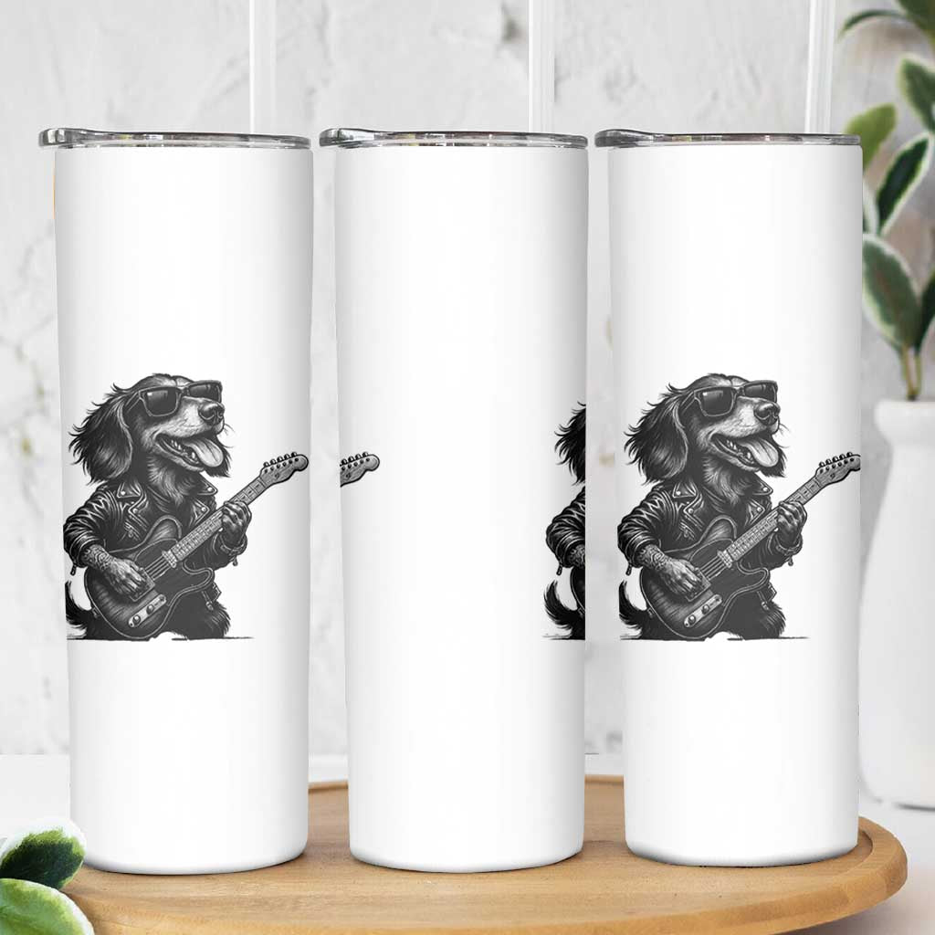 Rock And Roll Dachshund Skinny Tumbler Dog Playing Guitar Music Lover