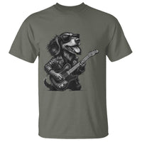 Rock And Roll Dachshund T Shirt Dog Playing Guitar Music Lover - Wonder Print Shop