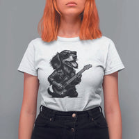 Rock And Roll Dachshund T Shirt For Women Dog Playing Guitar Music Lover - Wonder Print Shop