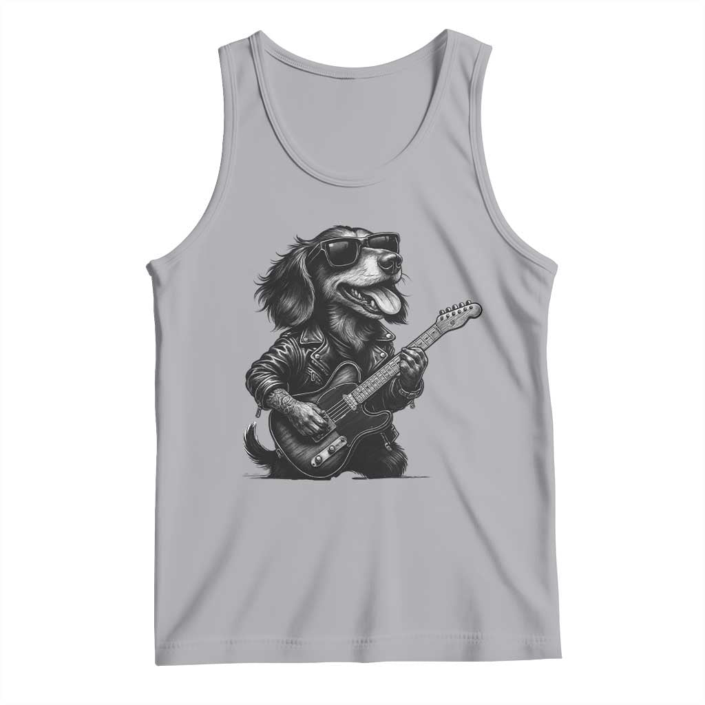 Rock And Roll Dachshund Tank Top Dog Playing Guitar Music Lover - Wonder Print Shop