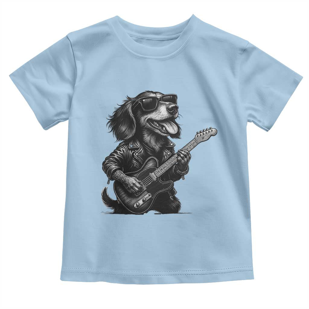 Rock And Roll Dachshund Toddler T Shirt Dog Playing Guitar Music Lover - Wonder Print Shop