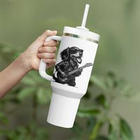 Rock And Roll Dachshund Tumbler With Handle Dog Playing Guitar Music Lover