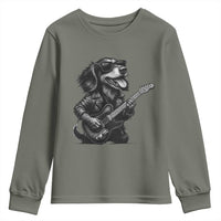 Rock And Roll Dachshund Youth Sweatshirt Dog Playing Guitar Music Lover - Wonder Print Shop