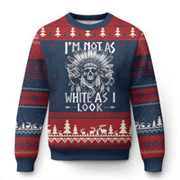 Vintage Native Warrior Skull Ugly Christmas Sweater Im Not As White As I Look