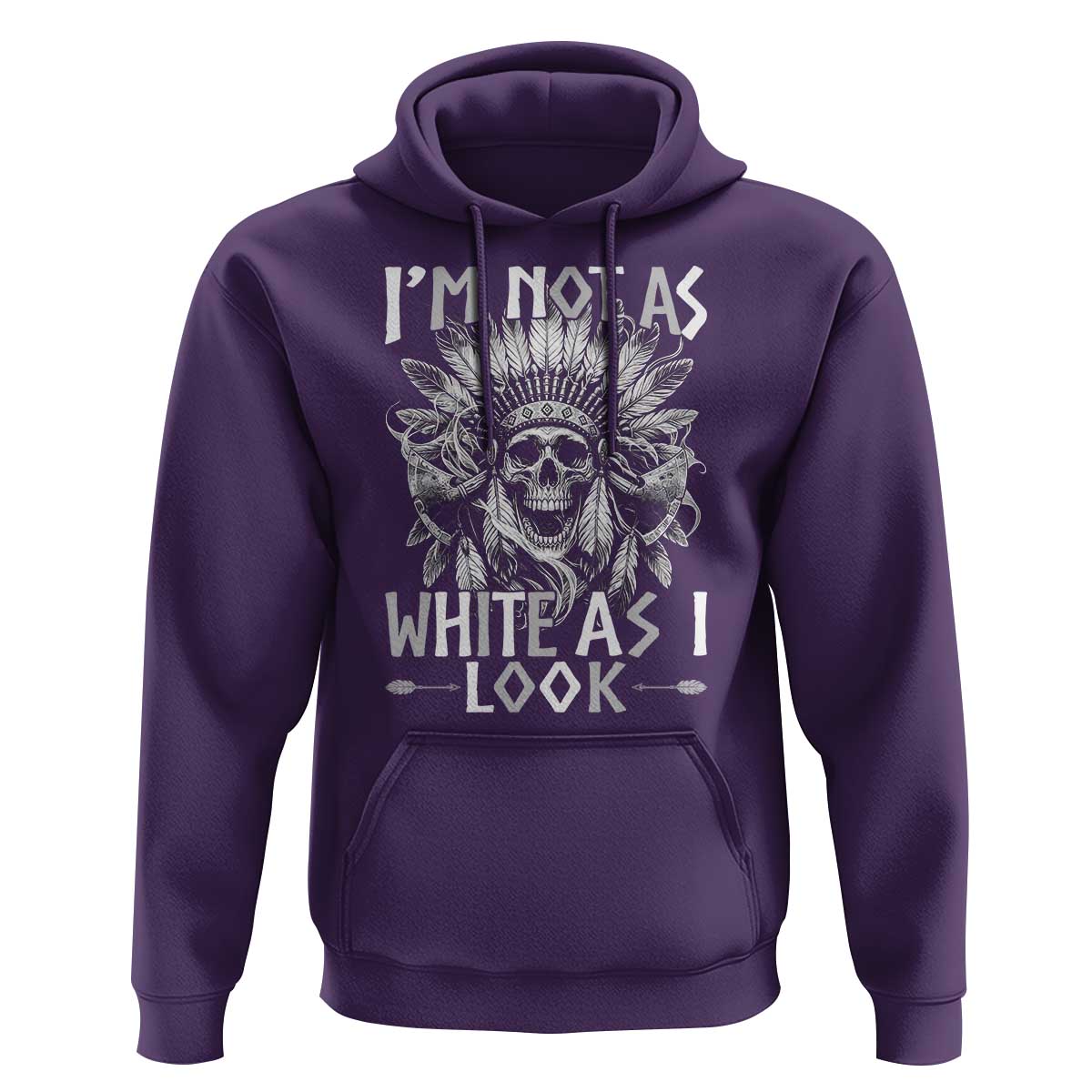 Vintage Native Warrior Skull Hoodie Im Not As White As I Look