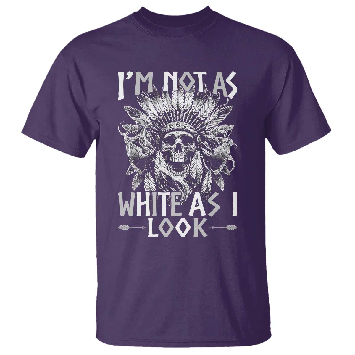 Vintage Native Warrior Skull T Shirt Im Not As White As I Look