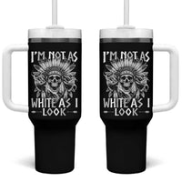 Vintage Native Warrior Skull Tumbler With Handle Im Not As White As I Look