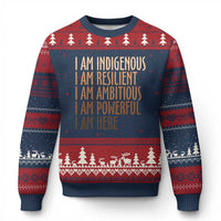 Indigenous Peoples Day Gifts Ugly Christmas Sweater Resilient Ambitious Powerful Here