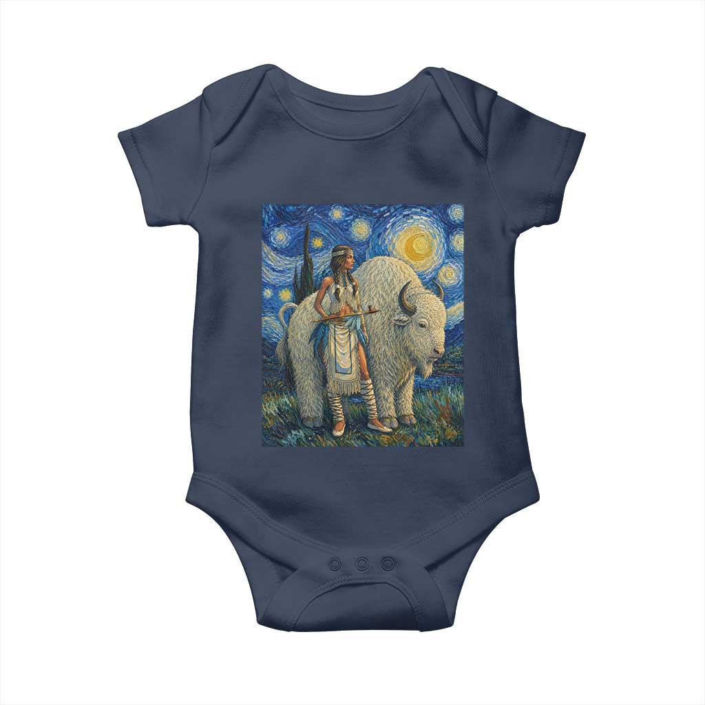 White Buffalo Woman Baby Onesie North American Native Legends Starry Night Inspired Art