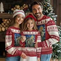 White Buffalo Woman Ugly Christmas Sweater North American Native Legends Starry Night Inspired Art