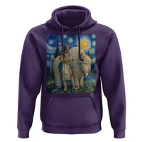 White Buffalo Woman Hoodie North American Native Legends Starry Night Inspired Art