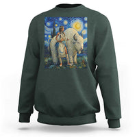 White Buffalo Woman Sweatshirt North American Native Legends Starry Night Inspired Art