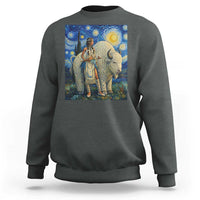 White Buffalo Woman Sweatshirt North American Native Legends Starry Night Inspired Art
