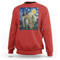 White Buffalo Woman Sweatshirt North American Native Legends Starry Night Inspired Art