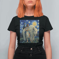 White Buffalo Woman T Shirt For Women North American Native Legends Starry Night Inspired Art