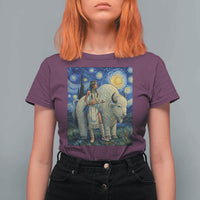 White Buffalo Woman T Shirt For Women North American Native Legends Starry Night Inspired Art