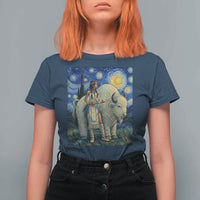 White Buffalo Woman T Shirt For Women North American Native Legends Starry Night Inspired Art