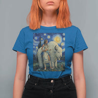 White Buffalo Woman T Shirt For Women North American Native Legends Starry Night Inspired Art