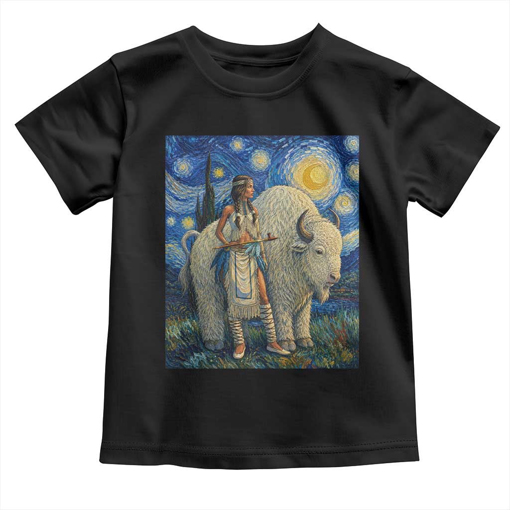 White Buffalo Woman Toddler T Shirt North American Native Legends Starry Night Inspired Art