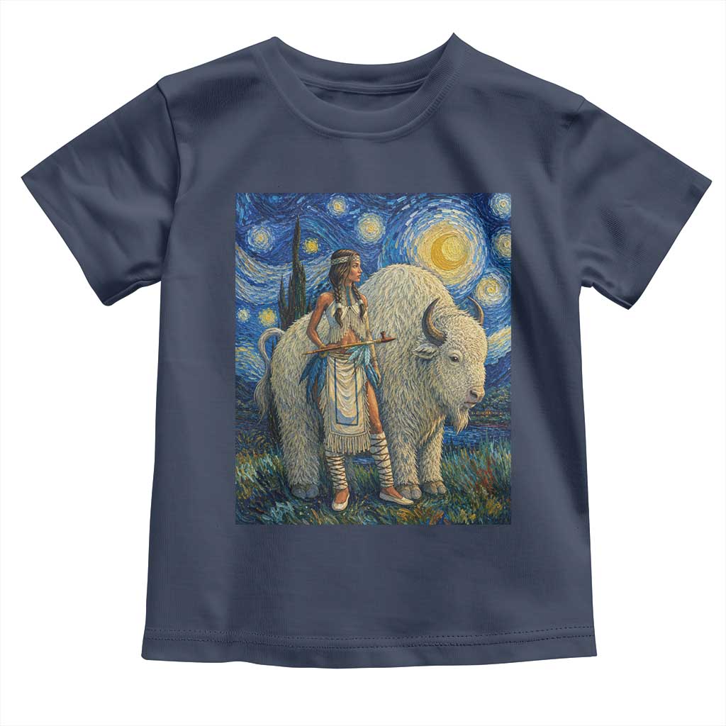 White Buffalo Woman Toddler T Shirt North American Native Legends Starry Night Inspired Art