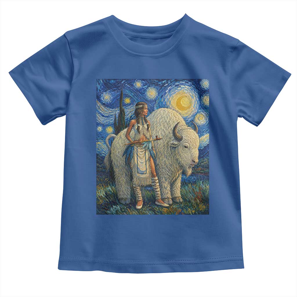 White Buffalo Woman Toddler T Shirt North American Native Legends Starry Night Inspired Art