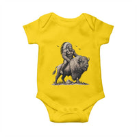 Funny Bigfoot Buffalo Rider Baby Onesie Native Inspired Heritage Graphic