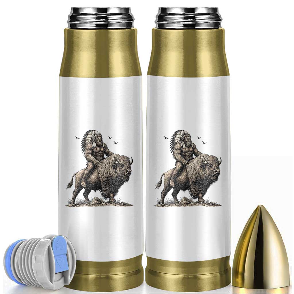 Funny Bigfoot Buffalo Rider Bullet Tumbler Native Inspired Heritage Graphic