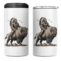 Funny Bigfoot Buffalo Rider 4 in 1 Can Cooler Tumbler Native Inspired Heritage Graphic