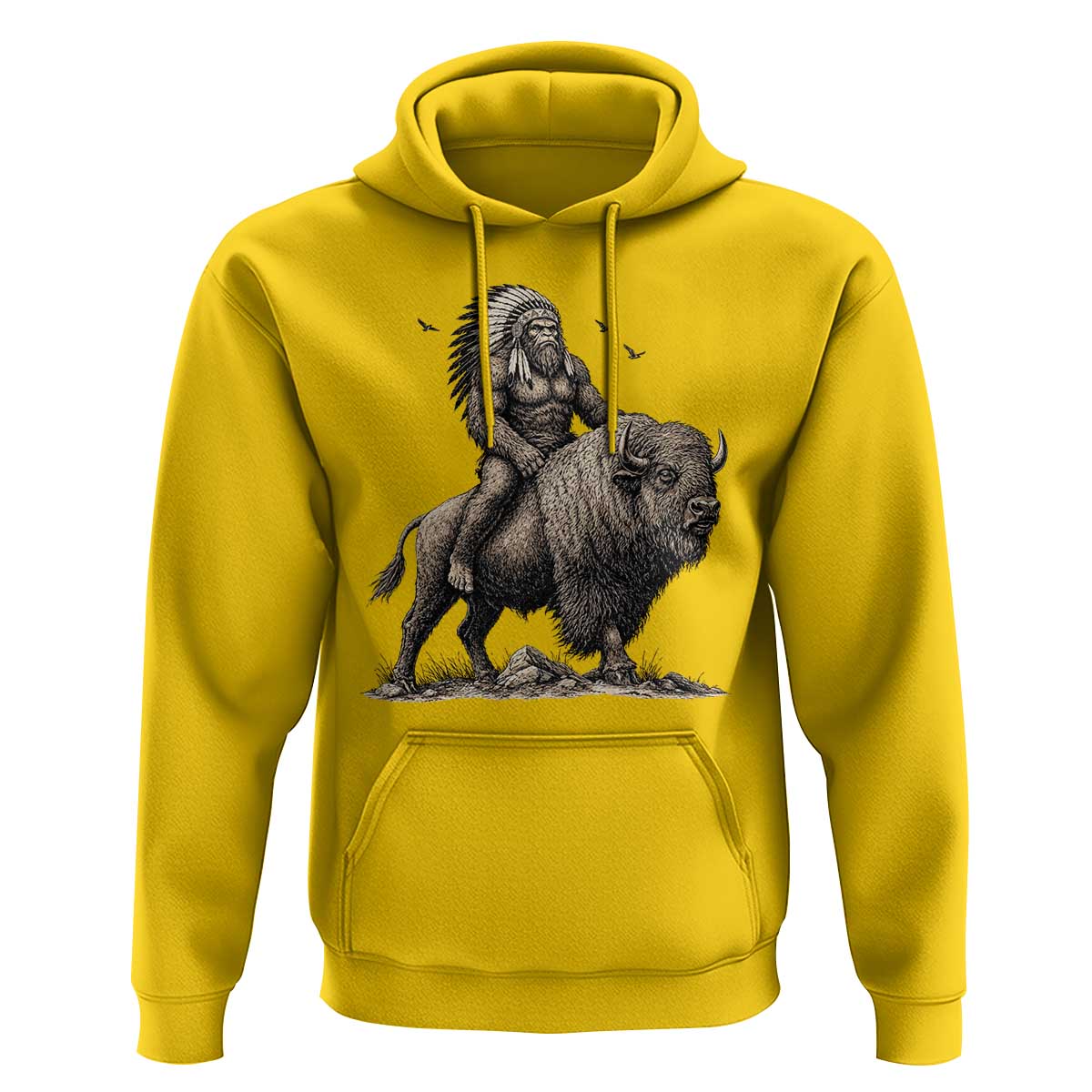 Funny Bigfoot Buffalo Rider Hoodie Native Inspired Heritage Graphic