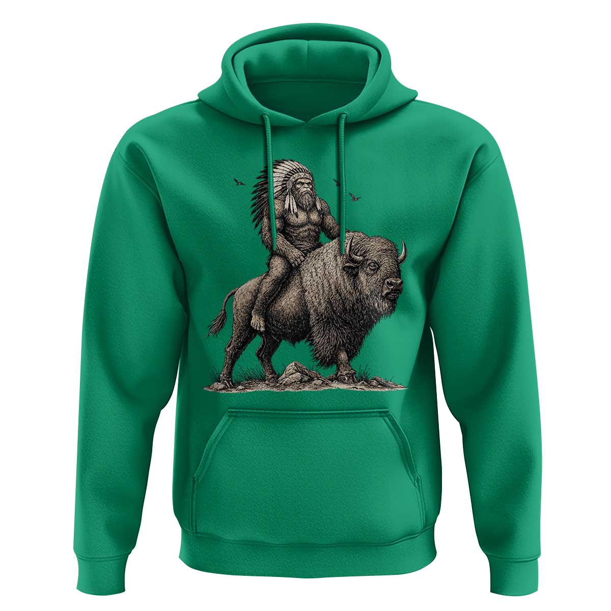 Funny Bigfoot Buffalo Rider Hoodie Native Inspired Heritage Graphic