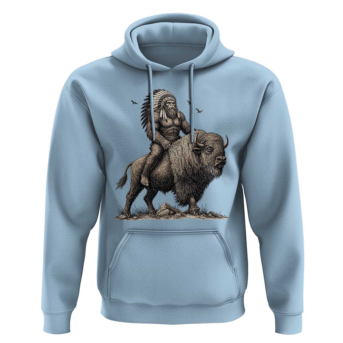 Funny Bigfoot Buffalo Rider Hoodie Native Inspired Heritage Graphic