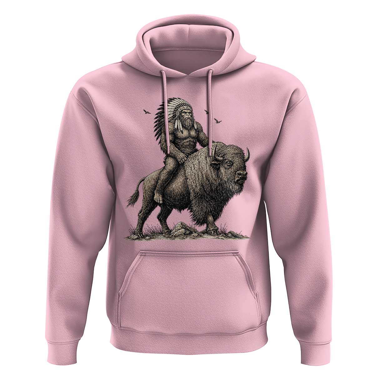 Funny Bigfoot Buffalo Rider Hoodie Native Inspired Heritage Graphic