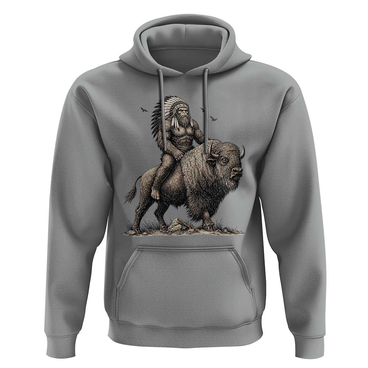 Funny Bigfoot Buffalo Rider Hoodie Native Inspired Heritage Graphic