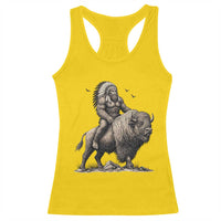 Funny Bigfoot Buffalo Rider Racerback Tank Top Native Inspired Heritage Graphic
