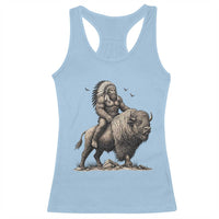 Funny Bigfoot Buffalo Rider Racerback Tank Top Native Inspired Heritage Graphic