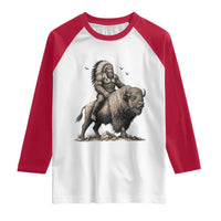 Funny Bigfoot Buffalo Rider Raglan Shirt Native Inspired Heritage Graphic