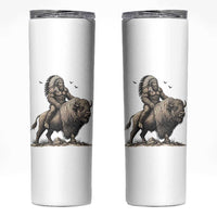 Funny Bigfoot Buffalo Rider Skinny Tumbler Native Inspired Heritage Graphic