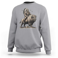Funny Bigfoot Buffalo Rider Sweatshirt Native Inspired Heritage Graphic