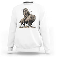 Funny Bigfoot Buffalo Rider Sweatshirt Native Inspired Heritage Graphic