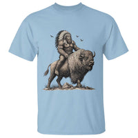 Funny Bigfoot Buffalo Rider T Shirt Native Inspired Heritage Graphic