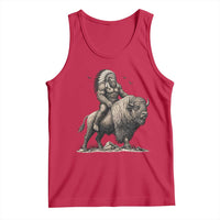 Funny Bigfoot Buffalo Rider Tank Top Native Inspired Heritage Graphic
