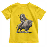 Funny Bigfoot Buffalo Rider Toddler T Shirt Native Inspired Heritage Graphic