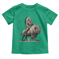 Funny Bigfoot Buffalo Rider Toddler T Shirt Native Inspired Heritage Graphic