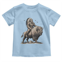 Funny Bigfoot Buffalo Rider Toddler T Shirt Native Inspired Heritage Graphic
