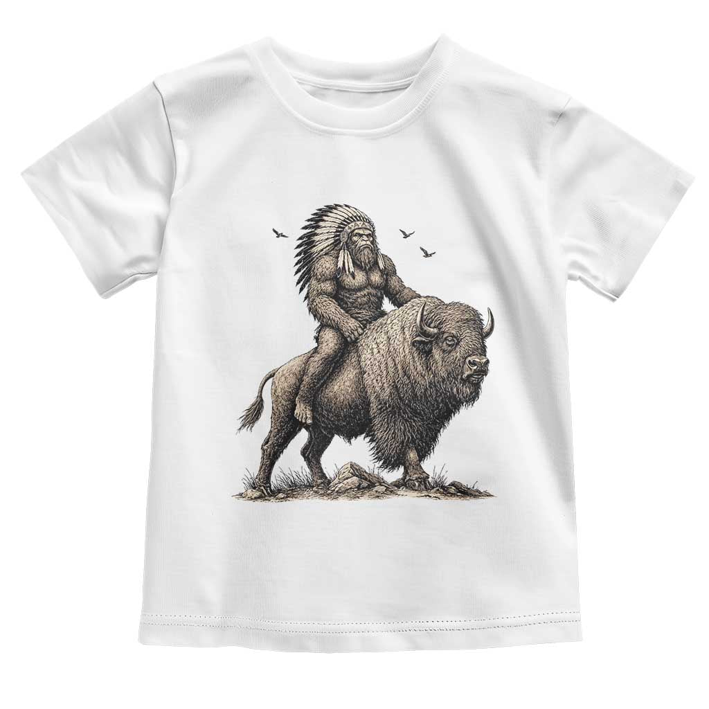 Funny Bigfoot Buffalo Rider Toddler T Shirt Native Inspired Heritage Graphic