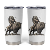 Funny Bigfoot Buffalo Rider Tumbler Cup Native Inspired Heritage Graphic